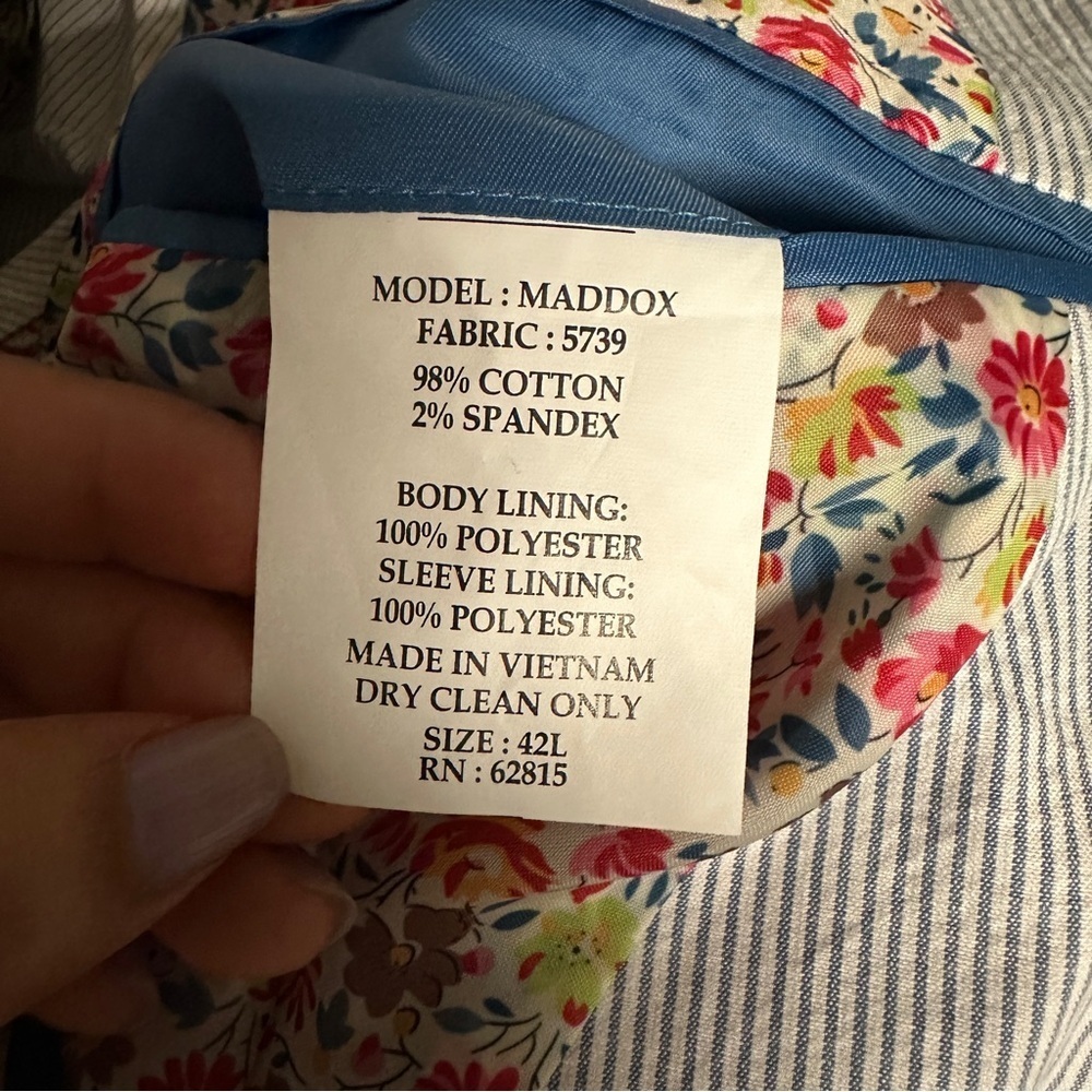 SAVILE ROW CO maddox stripped Blue cotton Blazer Men’s size 42L - Picture 6 of 7